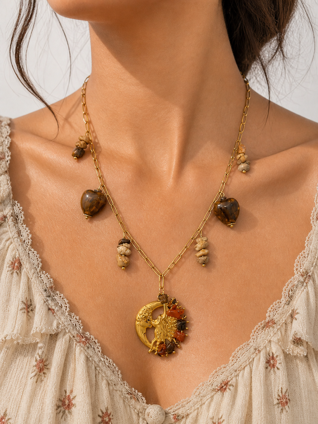 Sunstone Heart Necklace