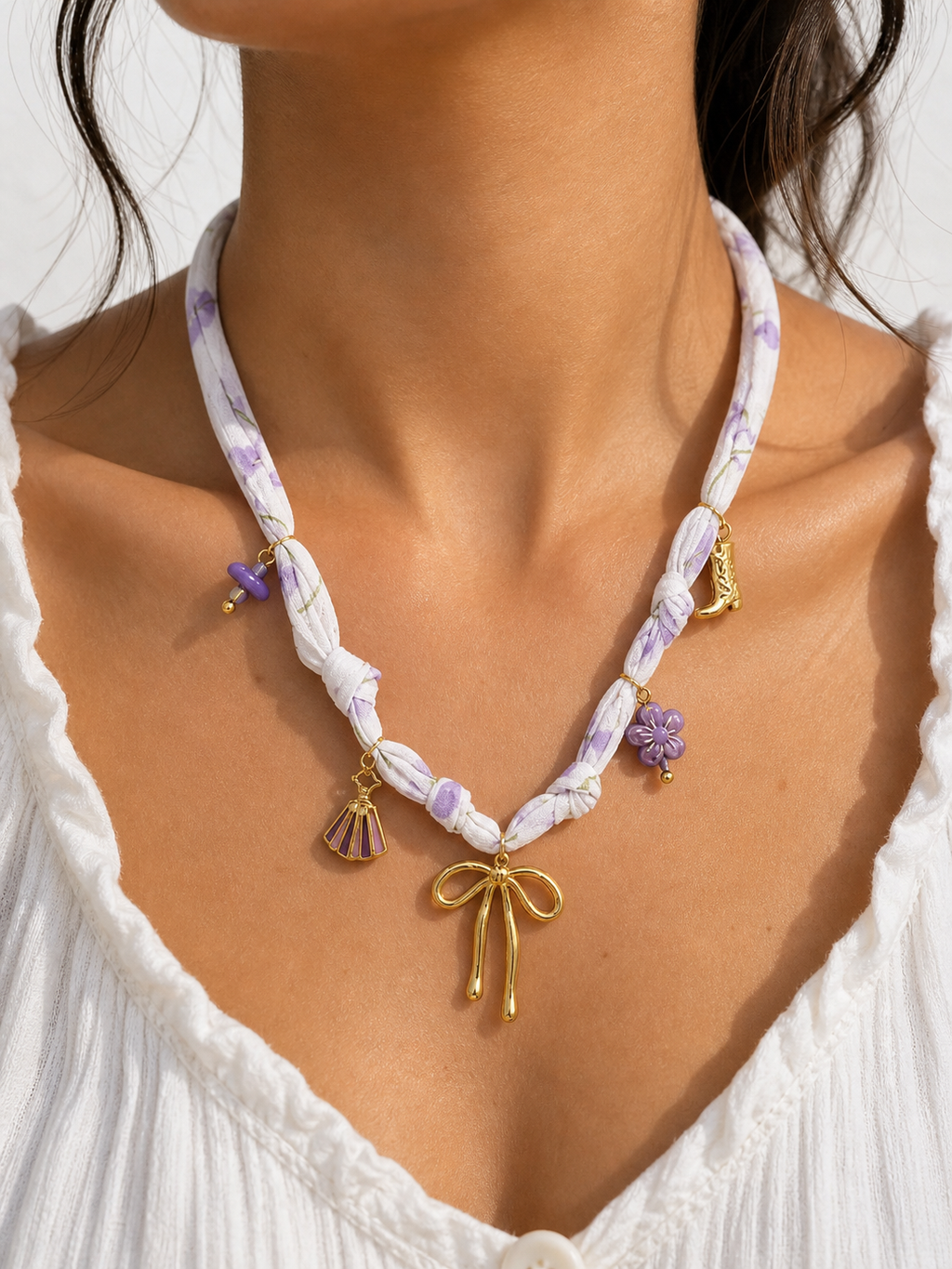 Lilac Bow Necklace