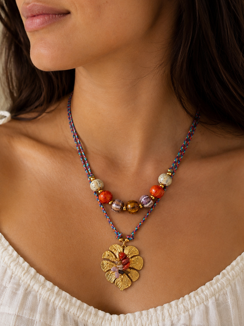 Hibiscus Cord Necklace