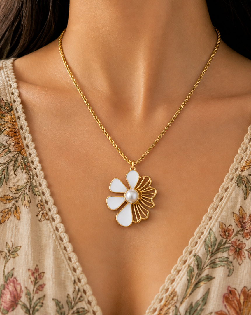 White Petal Necklace