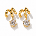 Triple Coil Solitaire Drop Earrings