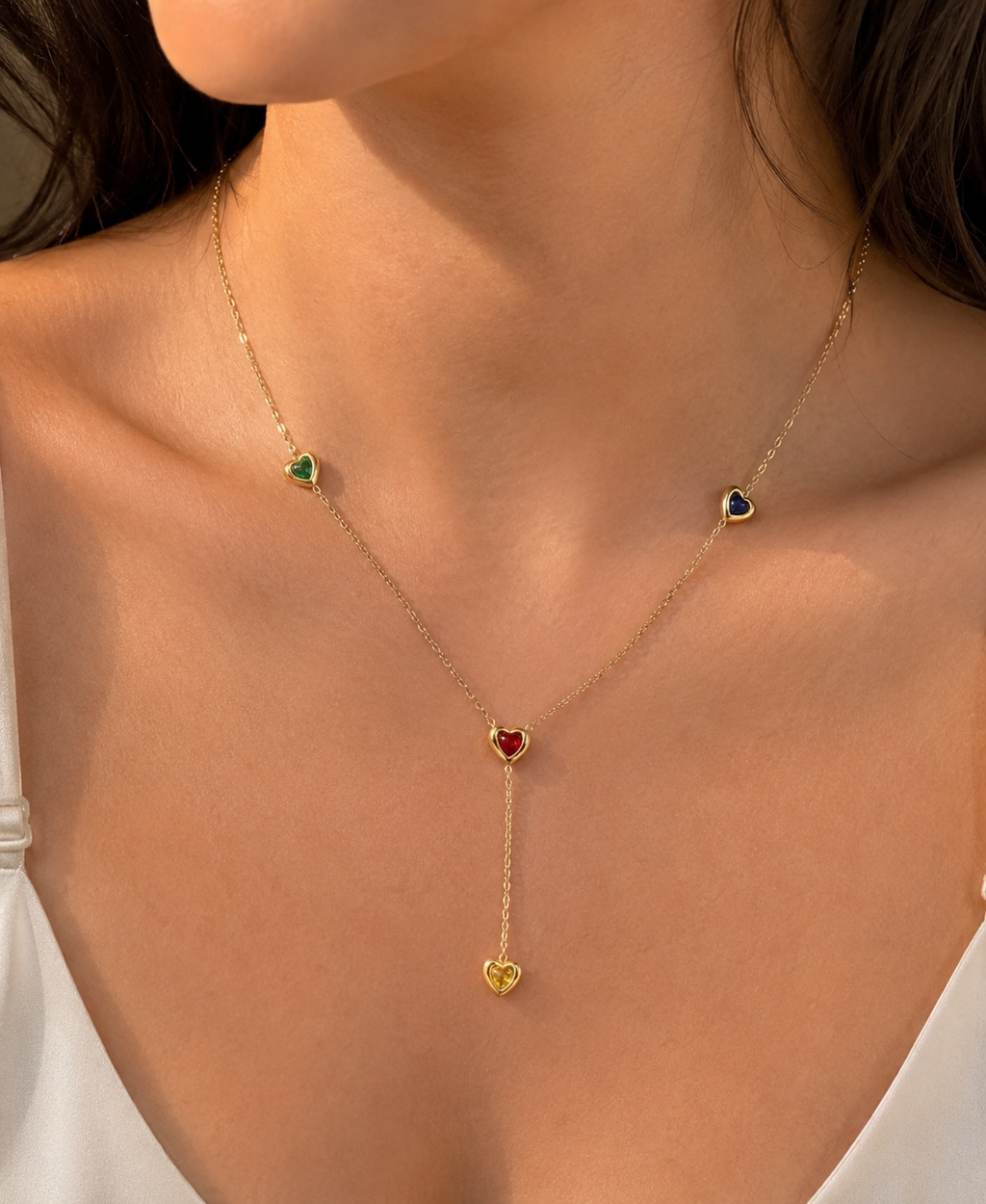 Jewel Heart Lariat Necklace