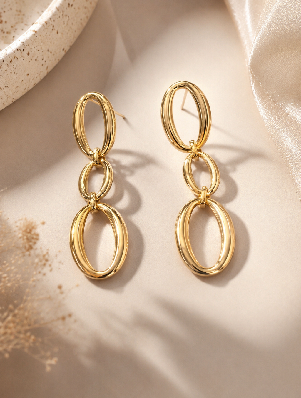 Triple Link Drop Earrings
